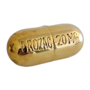 Jonathan Adler Prozac Pill Box Hinged Solid Brass Laser Etched Luxe Decor